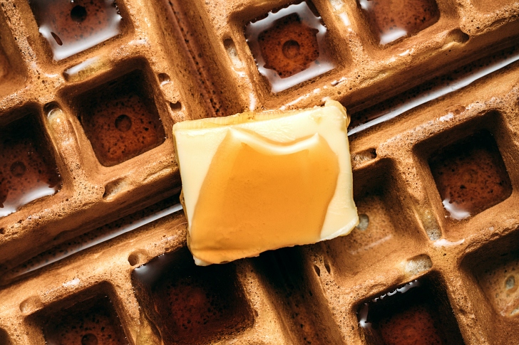 waffle with syrup and butter
