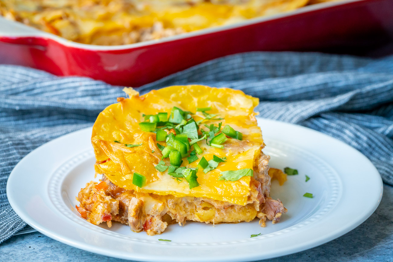 Pulled Pork King Ranch Casserole - House of Yumm