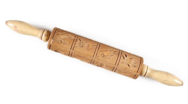 carved rolling pin that belonged to Sylvia Plath