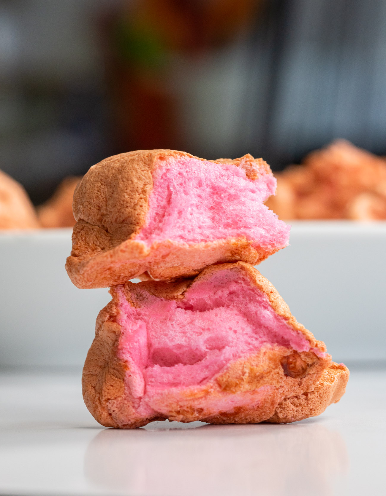 Pink cloud bread stacked up