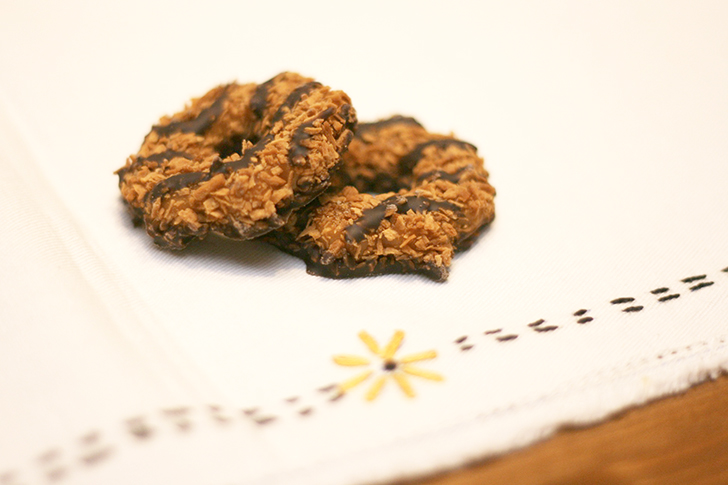 samoas girls scout cookies on napkin