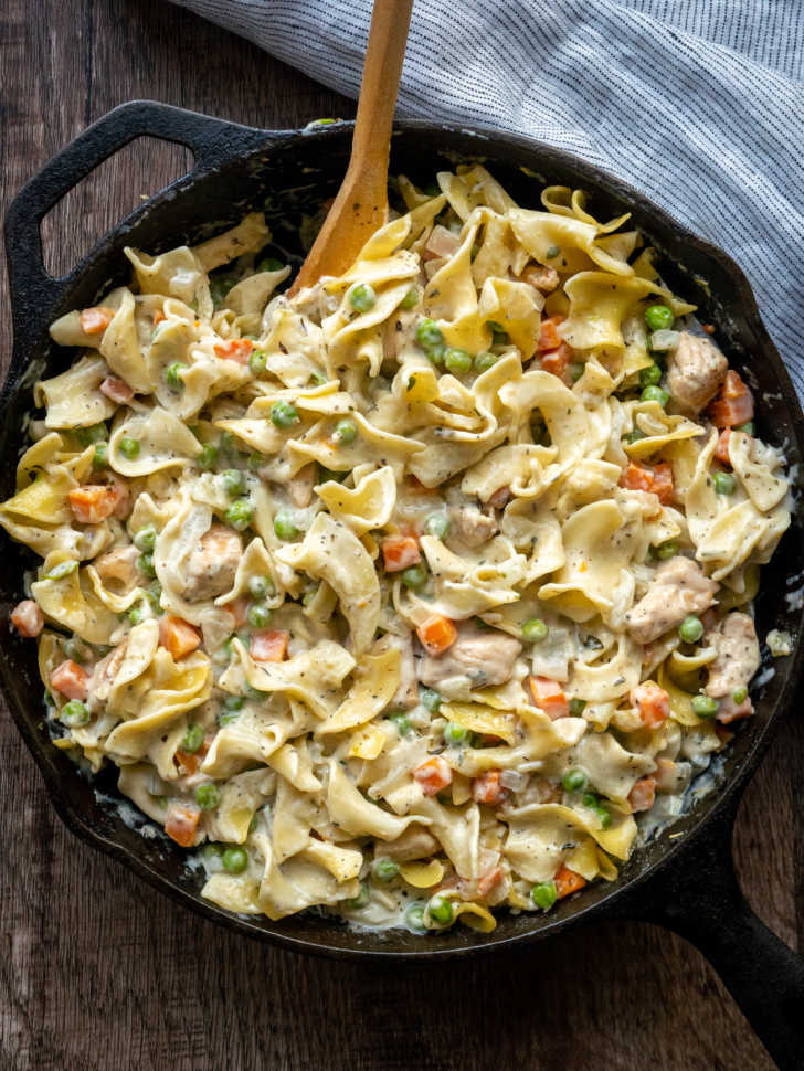 Chicken Pot Pie Noodle Skillet 12 Tomatoes