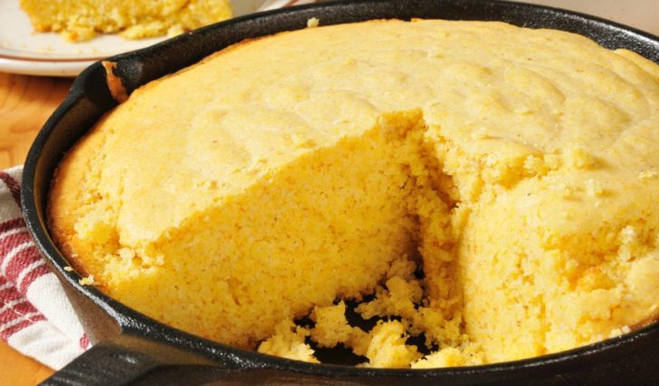 cornbread in a cast iron skillet