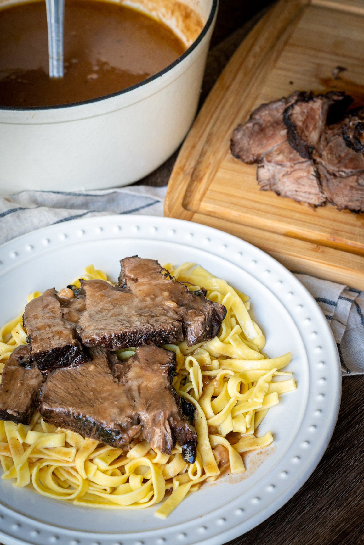 Sauerbraten with noodles