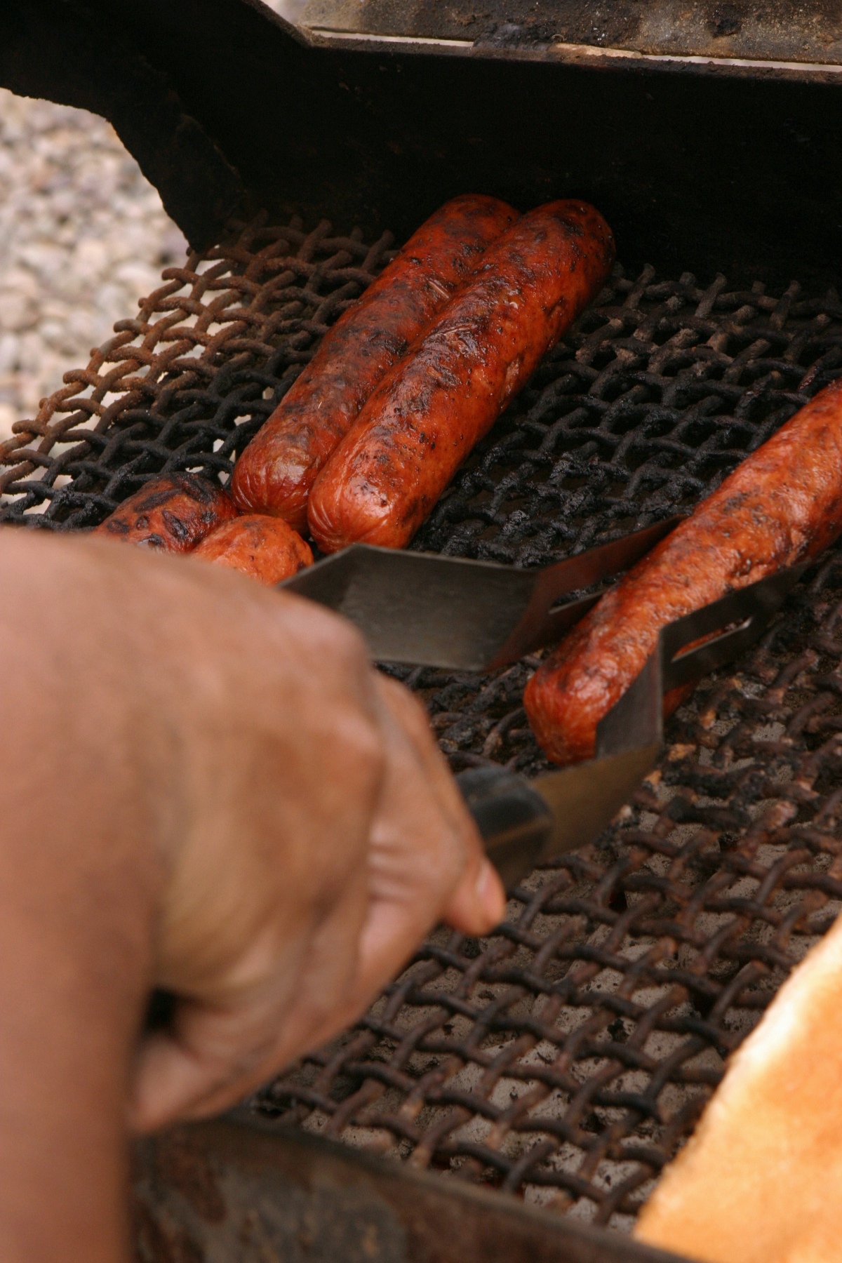 grilling hot dogs