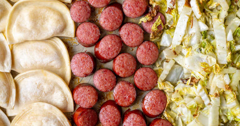 Sheet Pan Kielbasa and Pierogi Dinner