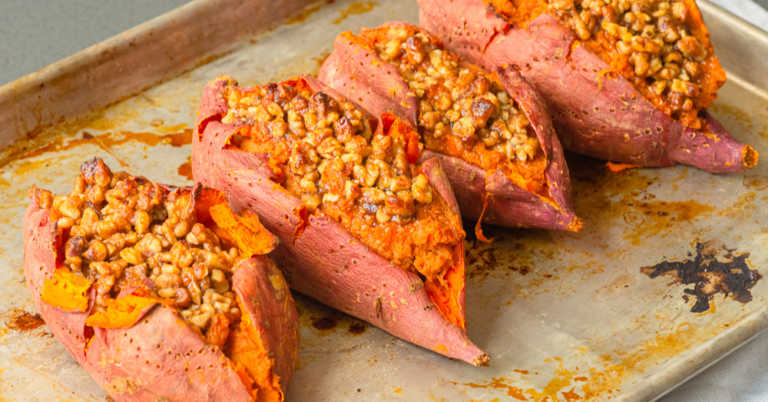 Maple Walnut Twice Baked Sweet Potatoes