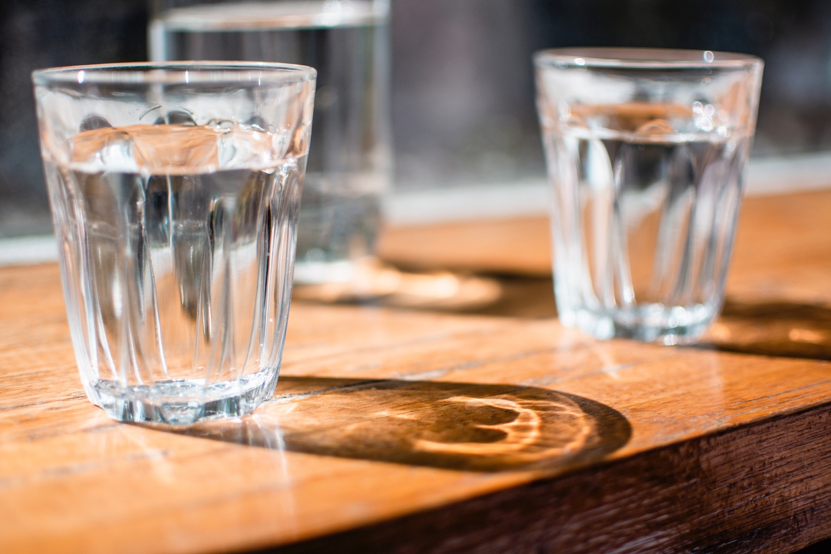 3 glasses of water in the sun