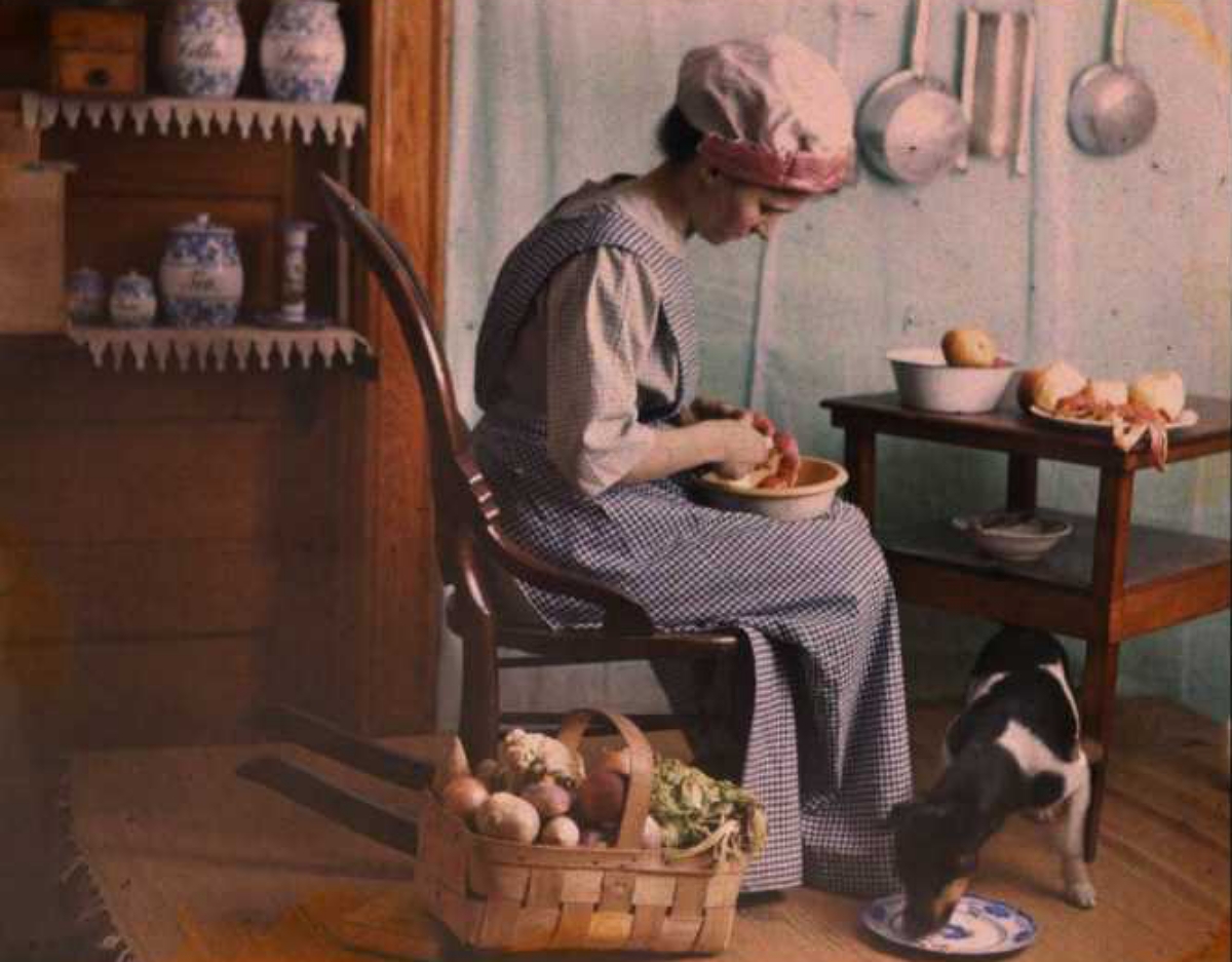 woman preparing food, early 1900s