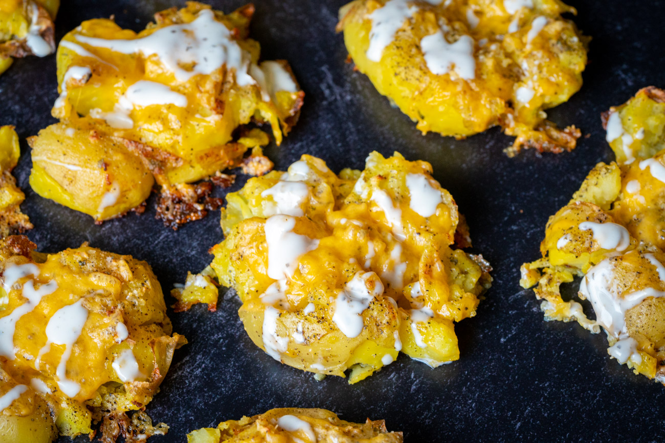 Cheesy Crispy Smashed Potatoes