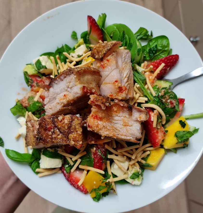 Air Fryer Pork Belly Salad