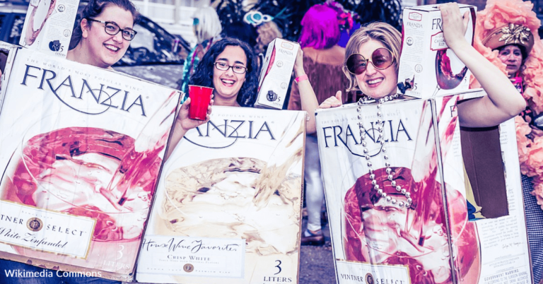 Franzia Boxed Wine Halloween Costume Dispenses Actual Wine
