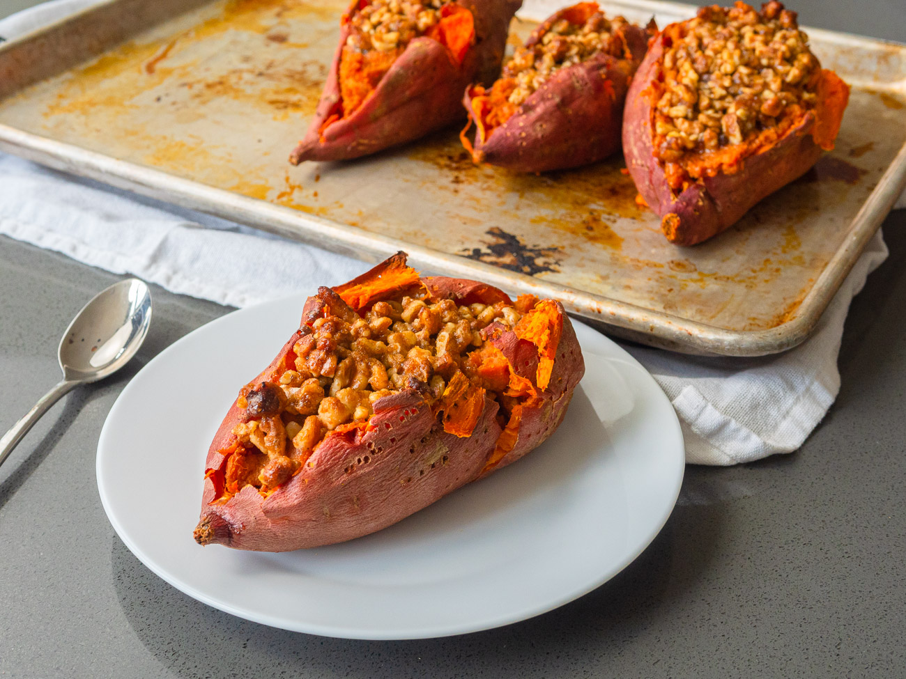 Maple Walnut Twice Baked Sweet Potatoes