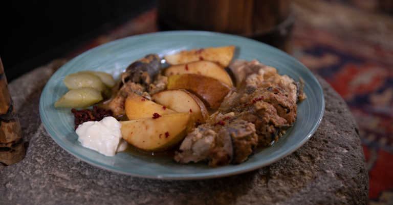 Baked Pear and Rainbow Trout