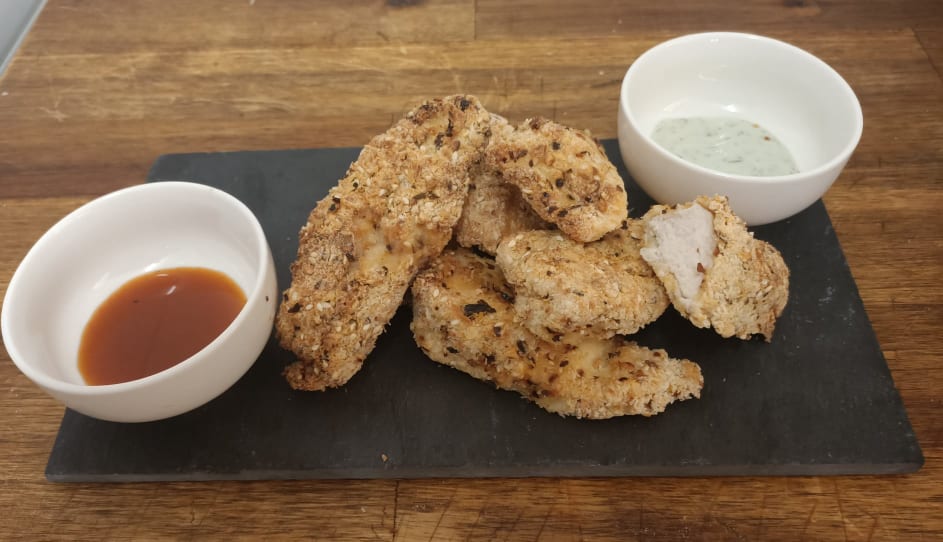 Air fryer chilli sesame coconut chicken