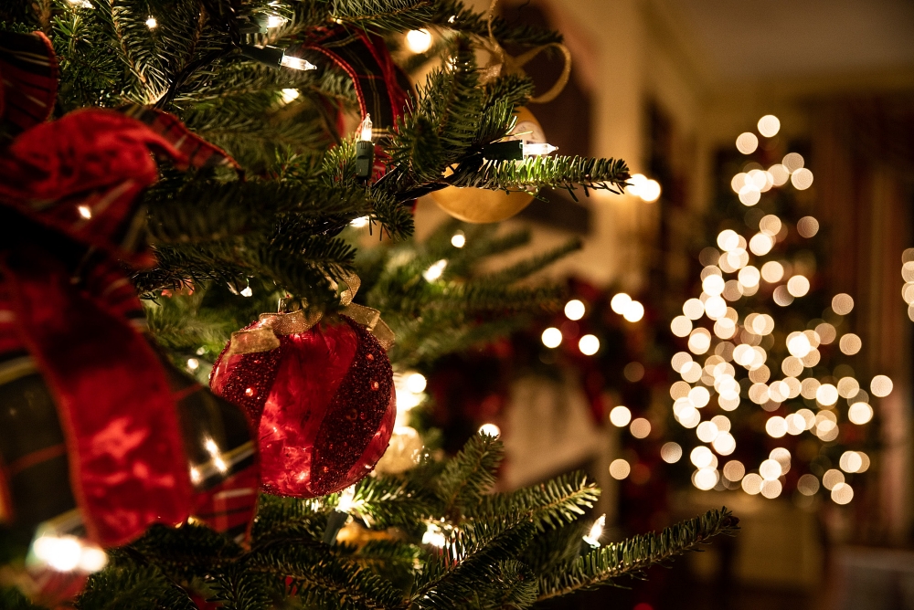 Christmas tree with lights and baubles