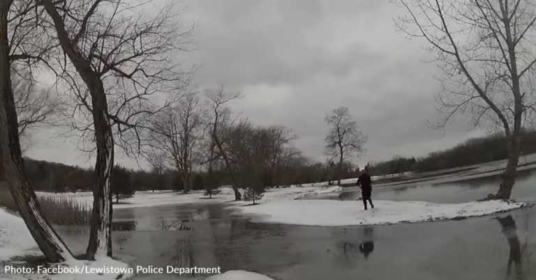 Months After Saving Elderly Woman From Fire, Hero Cop Rescues Dog From Frozen Lake