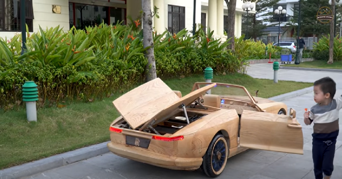 This Guy Built a Wooden Rolls-Royce Boat Tail for His Kid