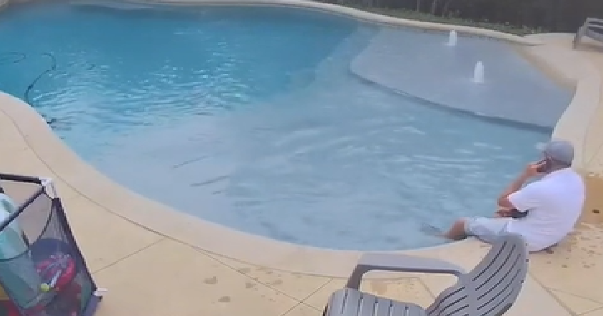 Dad Continues Work Call After Falling Into The Pool 