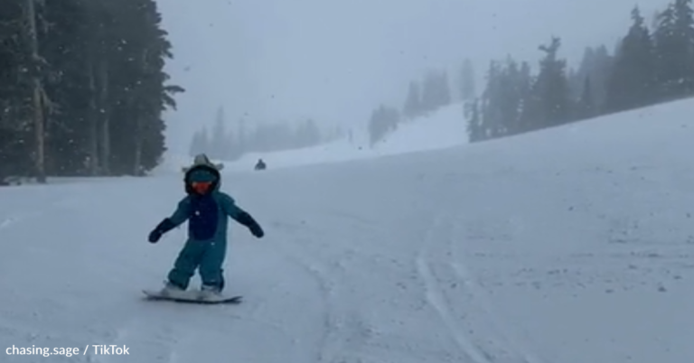 Dad Clips Microphone On Snowboarding 4-Year-Old To Record What She Says Mid-Slope