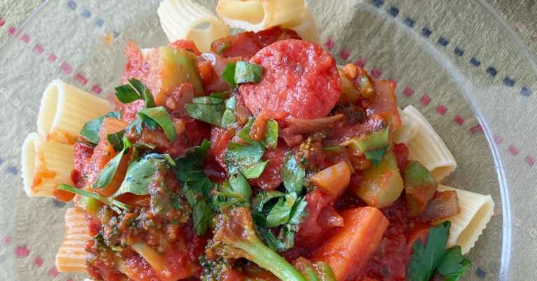 Broccoli and Beef Sausage Rigatoni