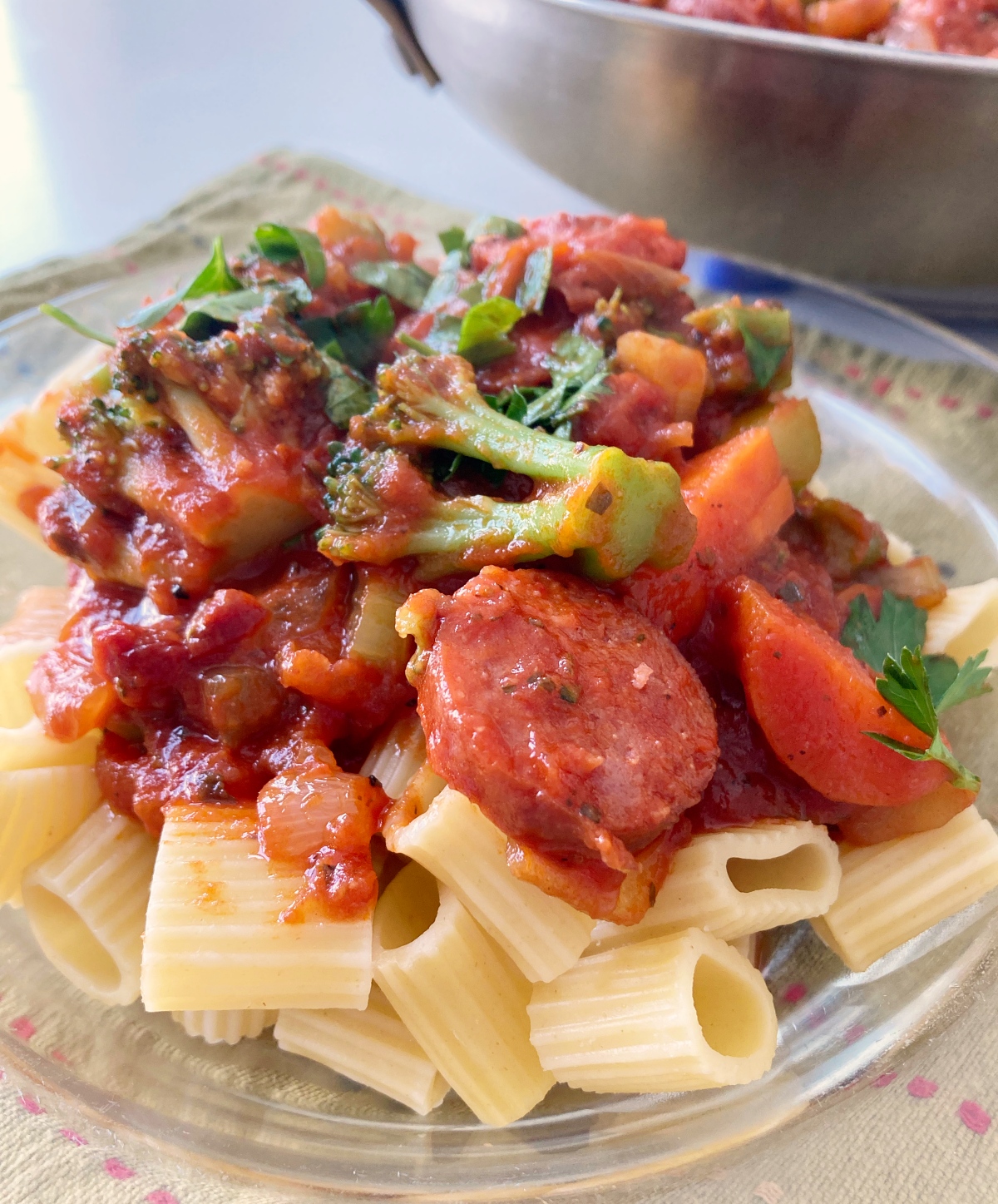 Broccoli and Beef Sausage Rigatoni 