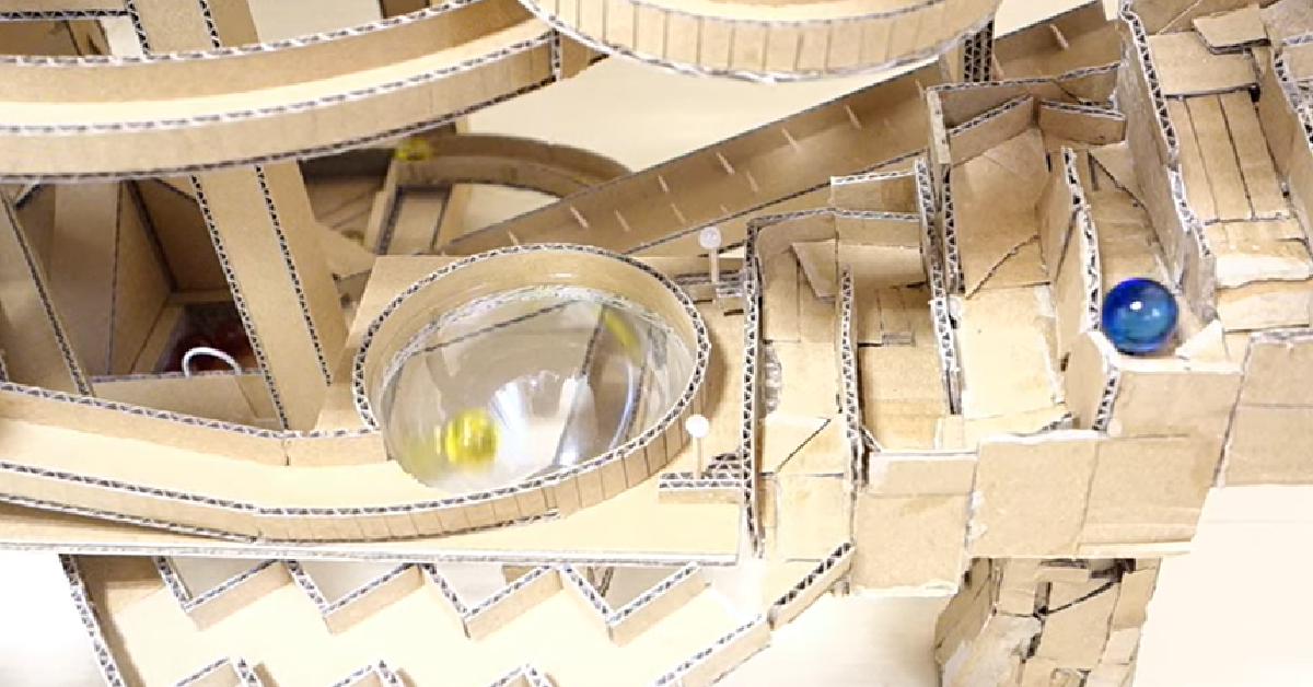 Creator Transforms Cardboard Into Intricate Marble Run 12 Tomatoes