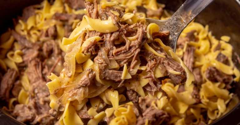 Slow Cooker Pot Roast Beef Stroganoff