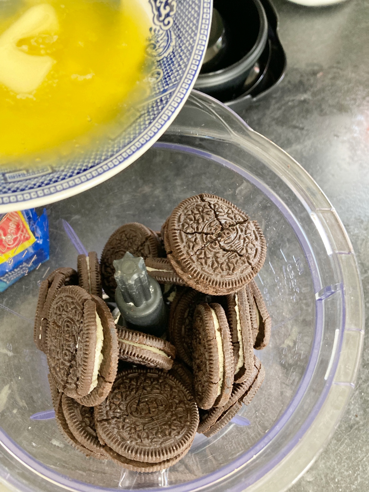 making the curst for Chocolate Orange Cheesecake