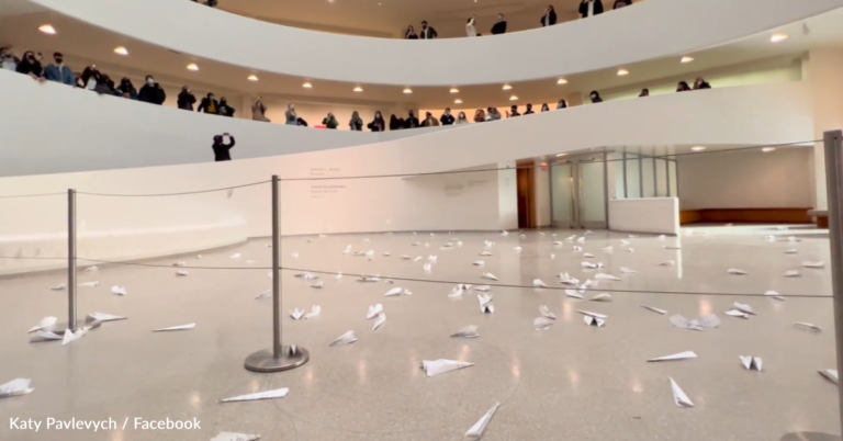 Artists Launch 350 Paper Planes At The Guggenheim To Support A Ukraine No-Fly Zone