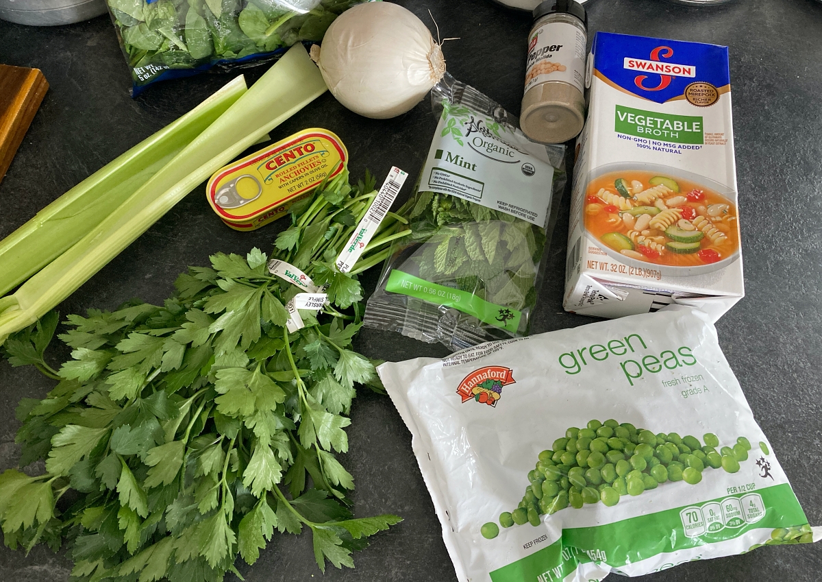 ingredients for Jane Austen's Pea Soup