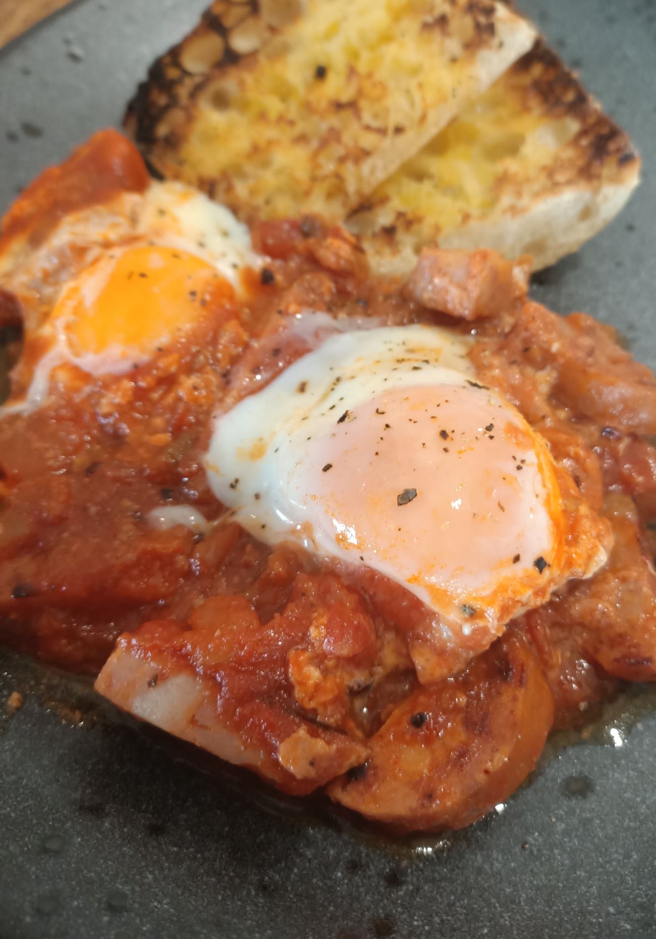 Plated Tomato Salsa Poached Eggs