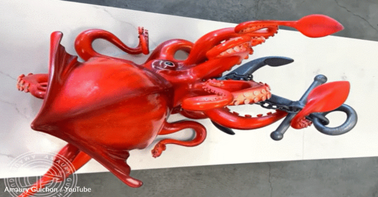 Pastry Chef Creates 95-Pound Squid Out Of Chocolate