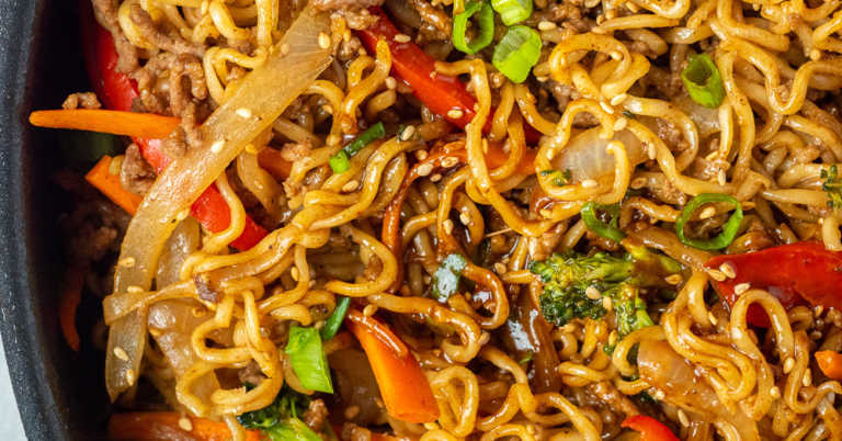 Ground Beef Ramen Skillet