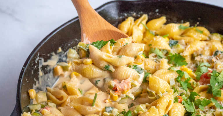 Creamy Poblano Succotash Pasta