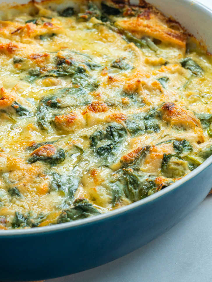 Creamy Chicken Florentine Artichoke Casserole | 12 Tomatoes