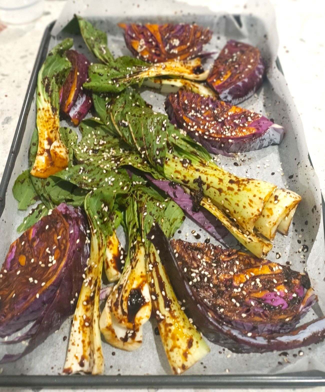 Sheet Pan Cabbage and Baby Pak Choy Vertical 5