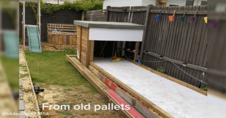 Man Takes Old Pallets And Creates A Family Bowling Alley