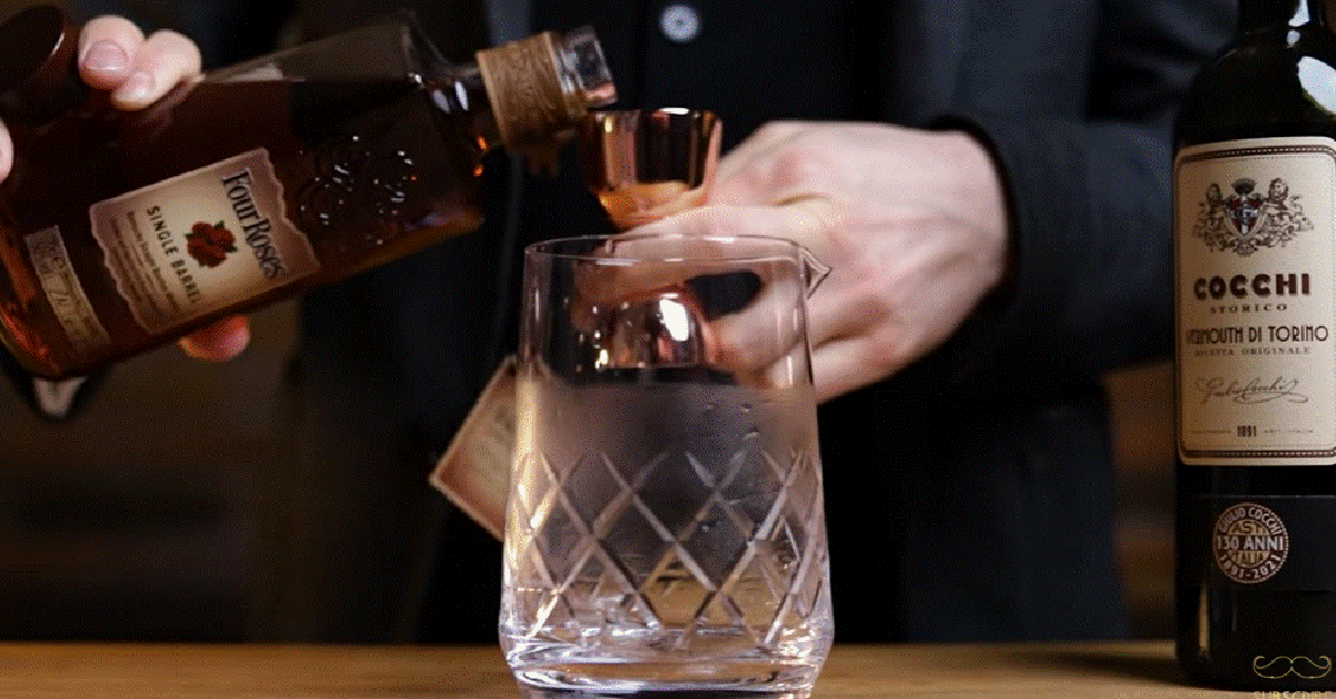 Bartender Prepares The Classic Manhattan Cocktail In Three Different ...