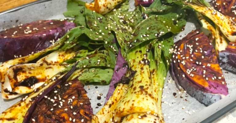 Sheet Pan Sesame Cabbage and Baby Bok Choi