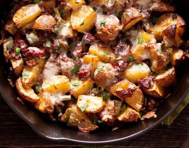 Easy Cheesy Bacon Potato Skillet 12 Tomatoes