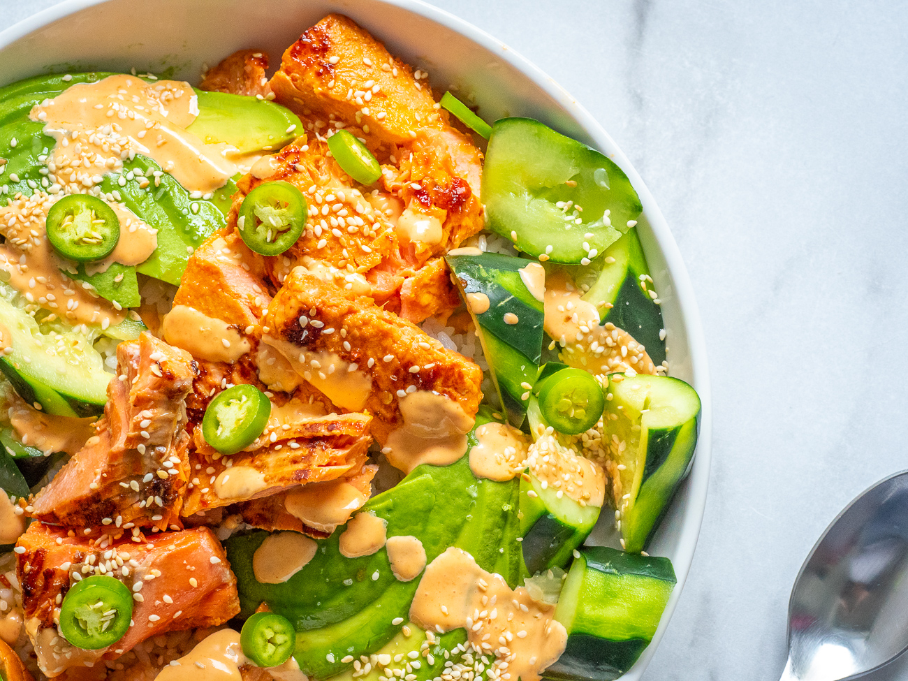 Spicy Salmon Sushi Bowls (Raw or Cooked!)