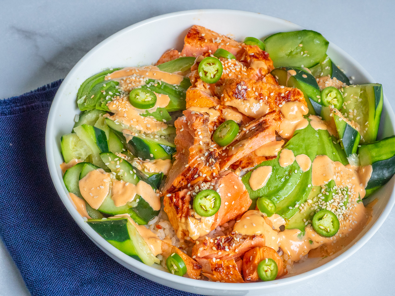 Salmon Sushi Bowls with Homemade Spicy Mayo! - Chef Savvy