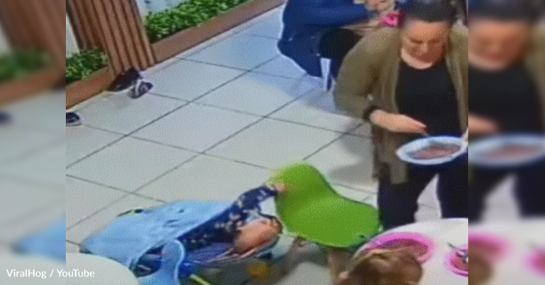 Mischievous Baby Pulls Chair Out From Woman Right Before She Sits Down