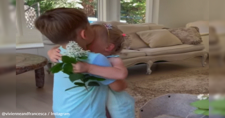 Video Captures Sweet Moment Little Boy Gives Flowers To His Three Sisters
