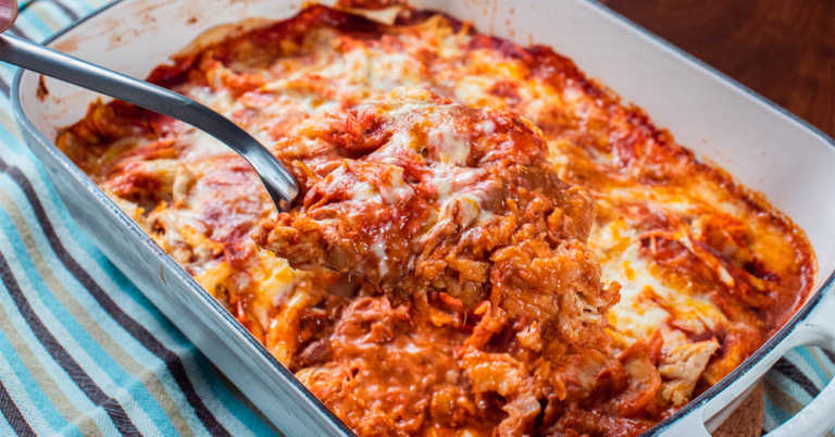 Easy Cheesy Chicken Enchilada Casserole