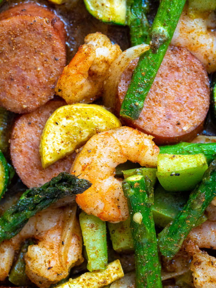 Cajun Shrimp and Sausage Vegetable Sheet Pan