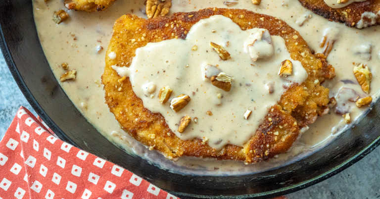 Crispy Bourbon Pecan Chicken Skillet