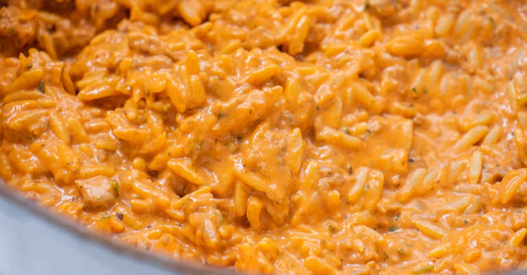 Creamy Ground Beef Orzo