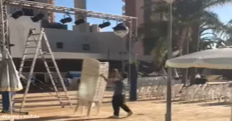 Man Throws Chairs To Set Them Up In Satisfying Video